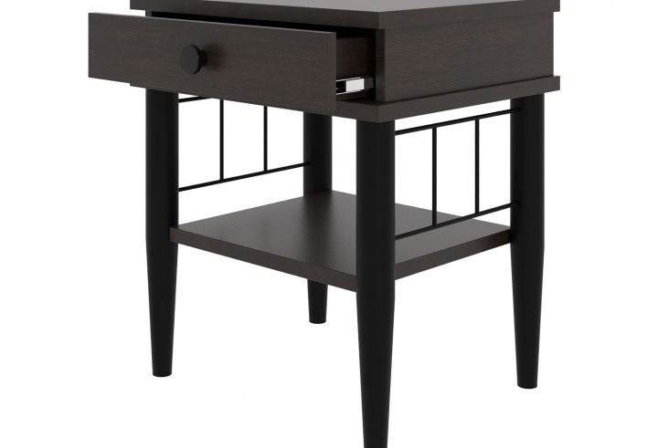 Прикроватная тумба "Лори" чёрный / венге (тёмно-коричневый) ГЗМИ