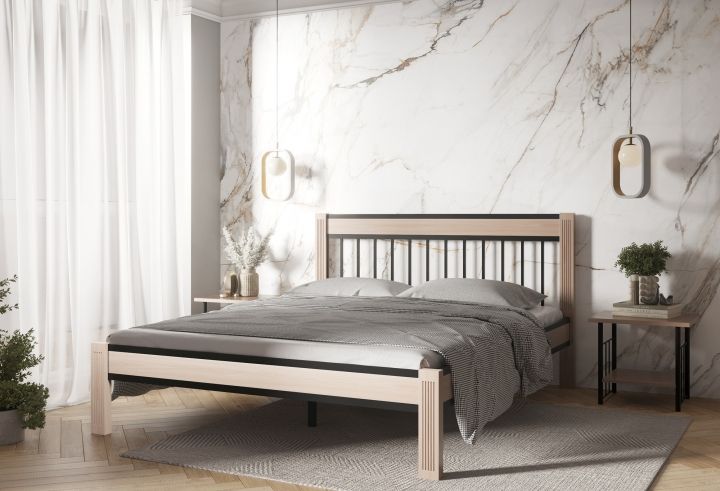 Кровать Агата черный-натуральный ГЗМИ