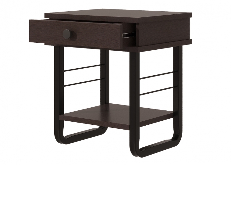 Прикроватная тумба "Грета" чёрный / венге (тёмно-коричневый) ГЗМИ