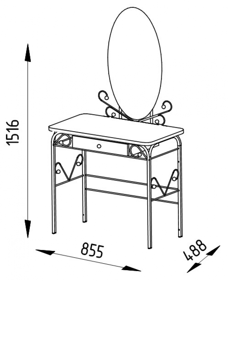 Дамский столик "Версаль" чёрный / венге (тёмно-коричневый) ГЗМИ