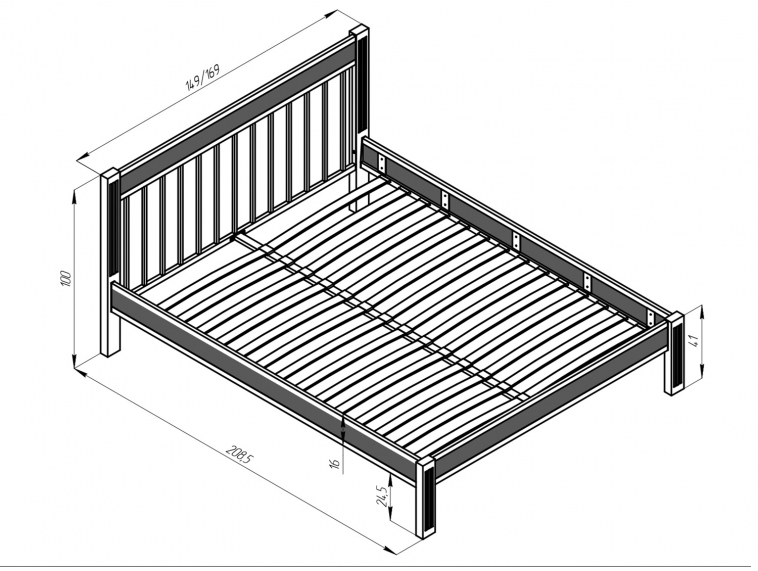Кровать Агата черный-махагон ГЗМИ