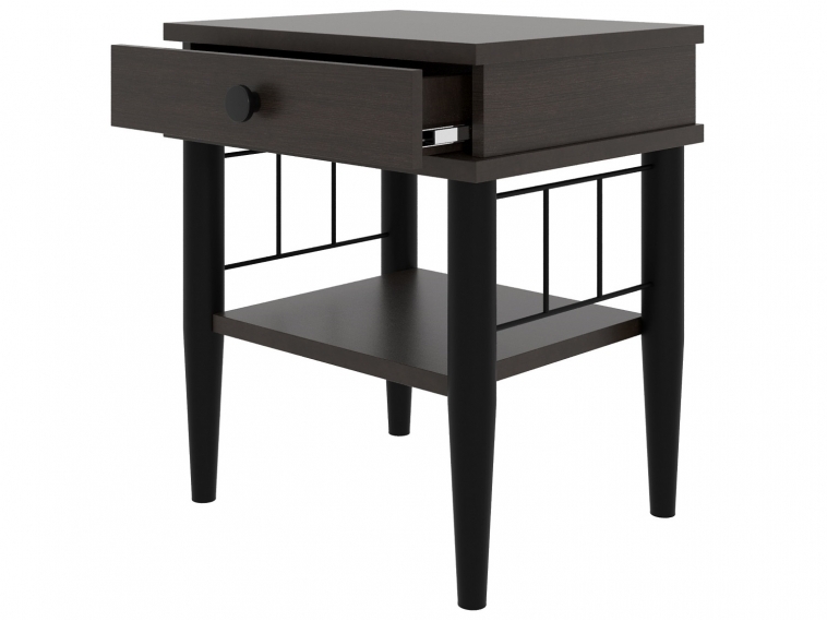 Прикроватная тумба "Лори" чёрный / венге (тёмно-коричневый) ГЗМИ