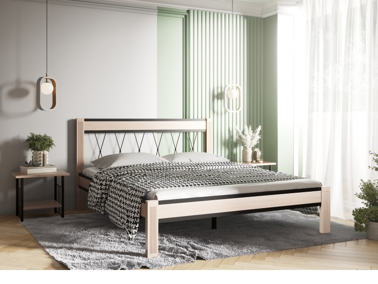 Кровать Кантри черный-натуральный ГЗМИ