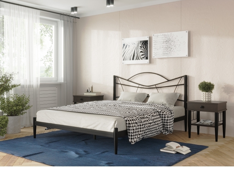 Кровать Нори черный-черный ГЗМИ