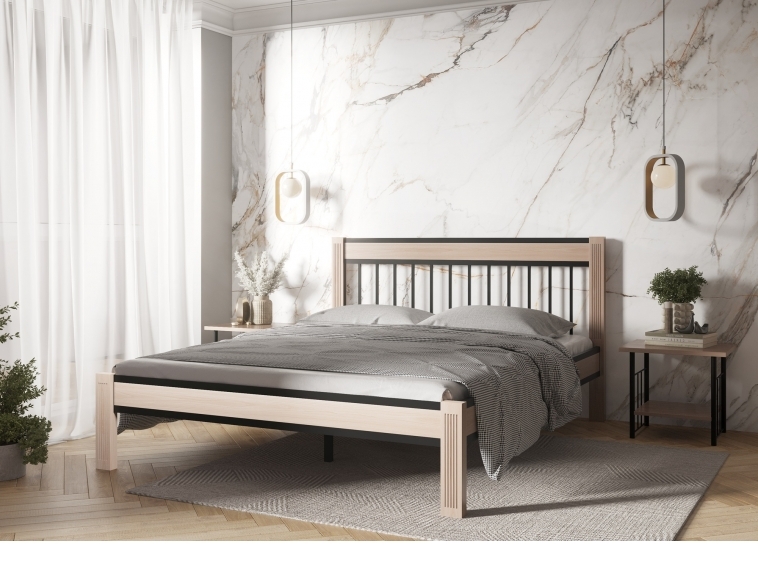 Кровать Агата черный-натуральный ГЗМИ