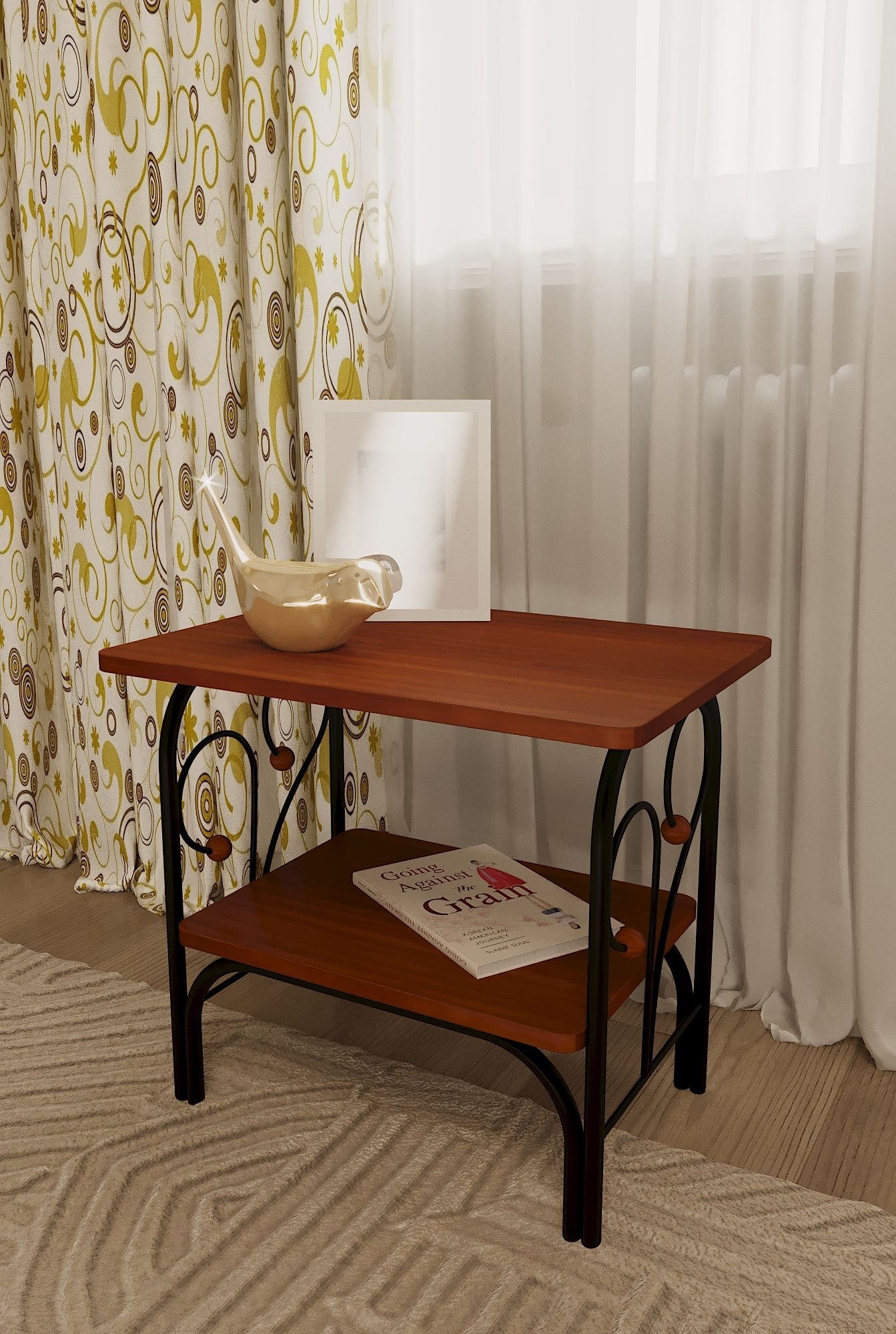 Прикроватная тумба "Версаль" чёрный / орех (красно-коричневый) ГЗМИ