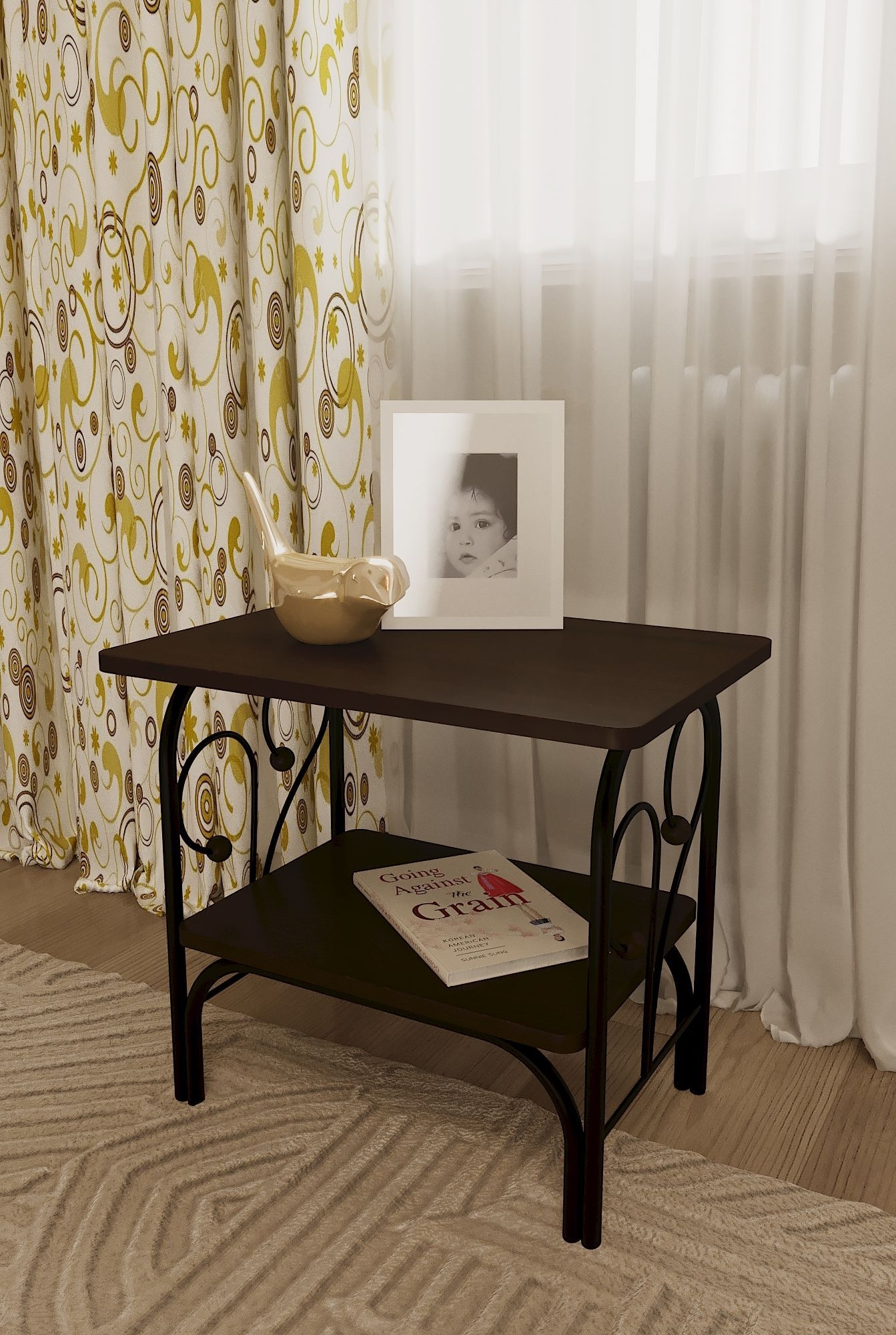 Прикроватная тумба "Версаль" чёрный / венге (тёмно-коричневый) ГЗМИ