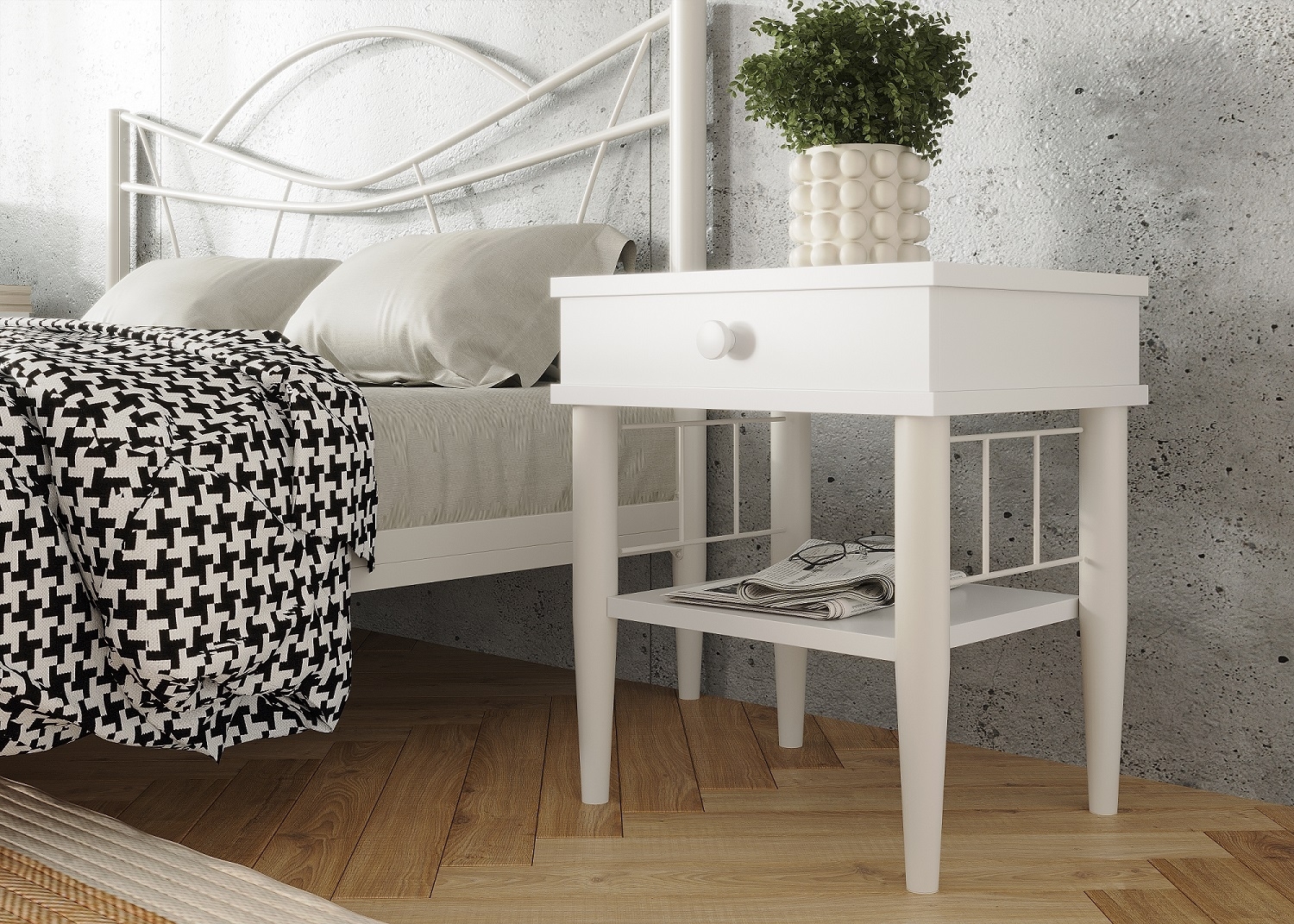 Прикроватная тумба "Лори" белый ГЗМИ