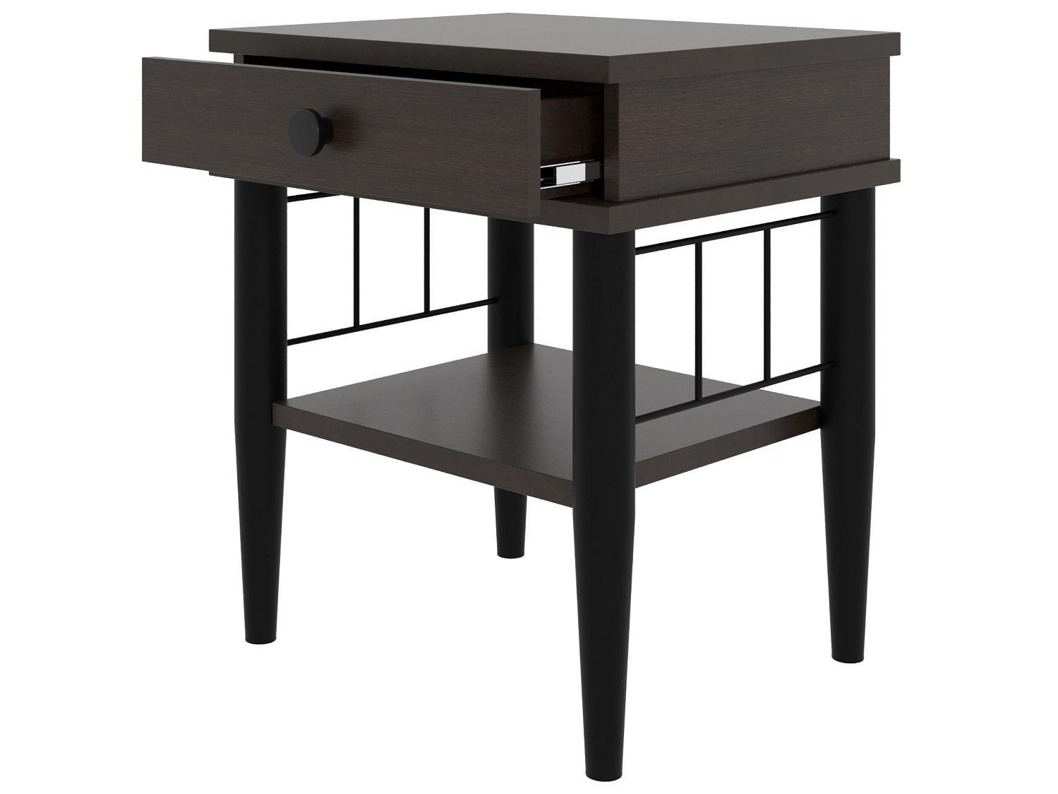 Прикроватная тумба "Лори" чёрный / венге (тёмно-коричневый) ГЗМИ