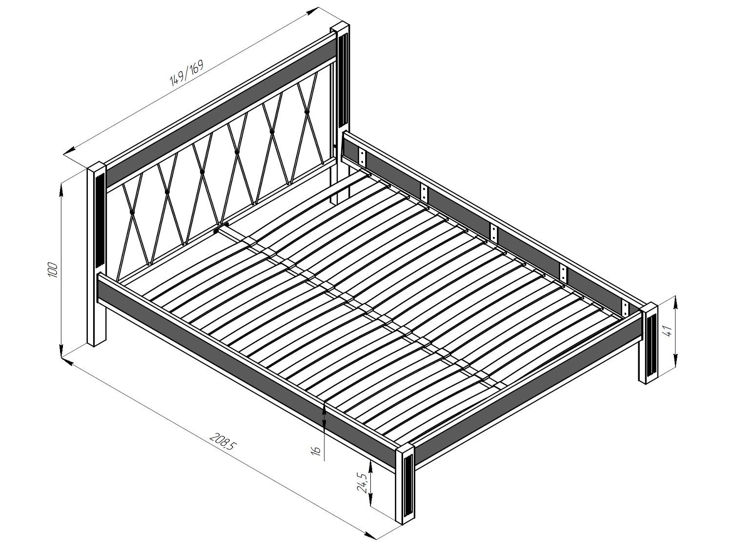 Кровать Кантри черный-махагон ГЗМИ