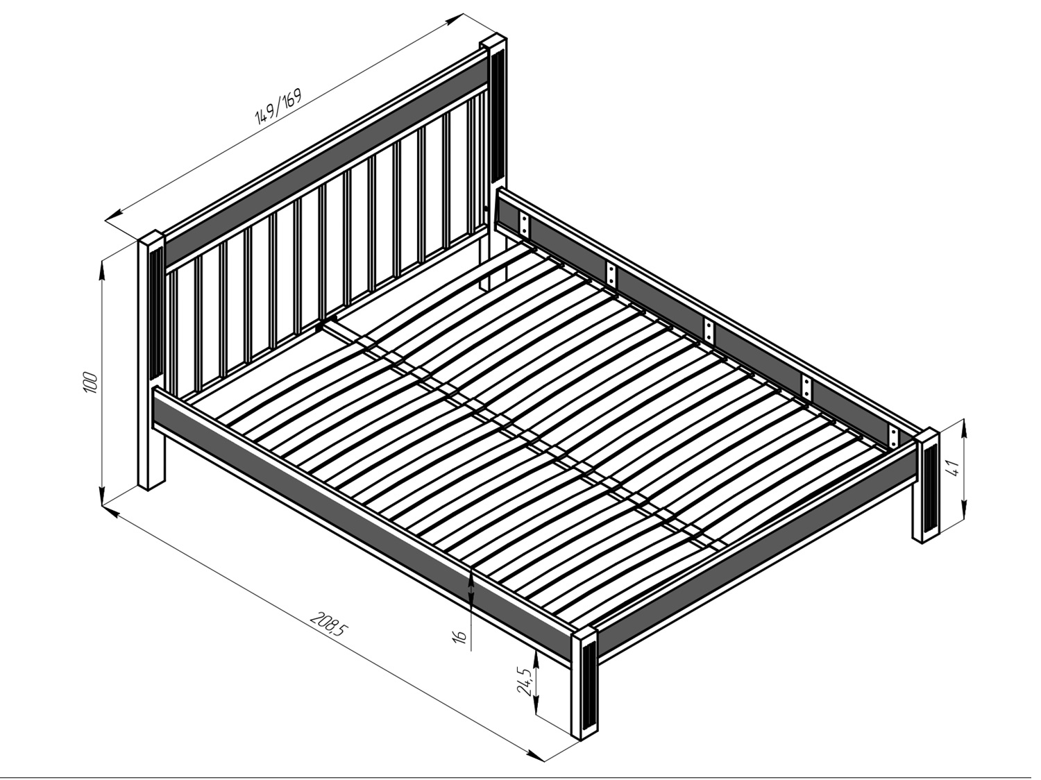 Кровать Агата черный-шоколад ГЗМИ